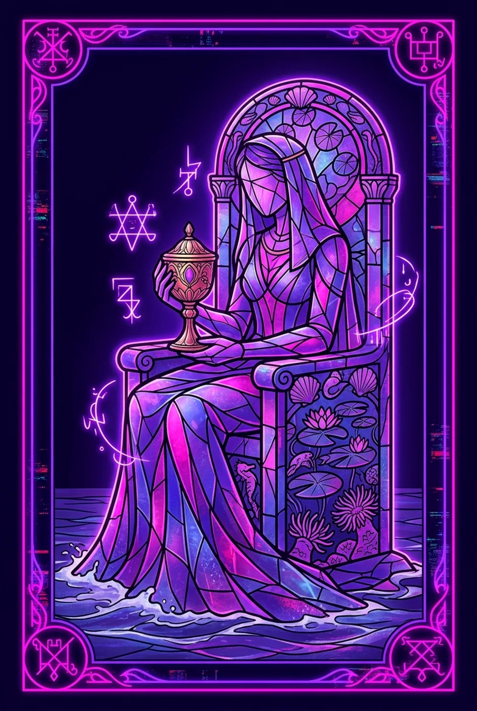 Queen of Cups, upright, a Core tarot card