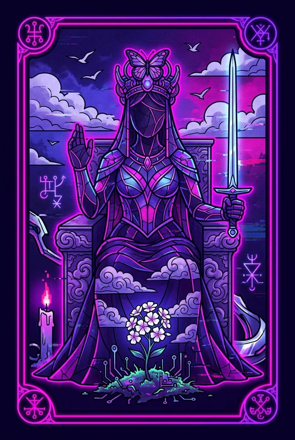 Queen of Swords, reversed, a Core tarot card