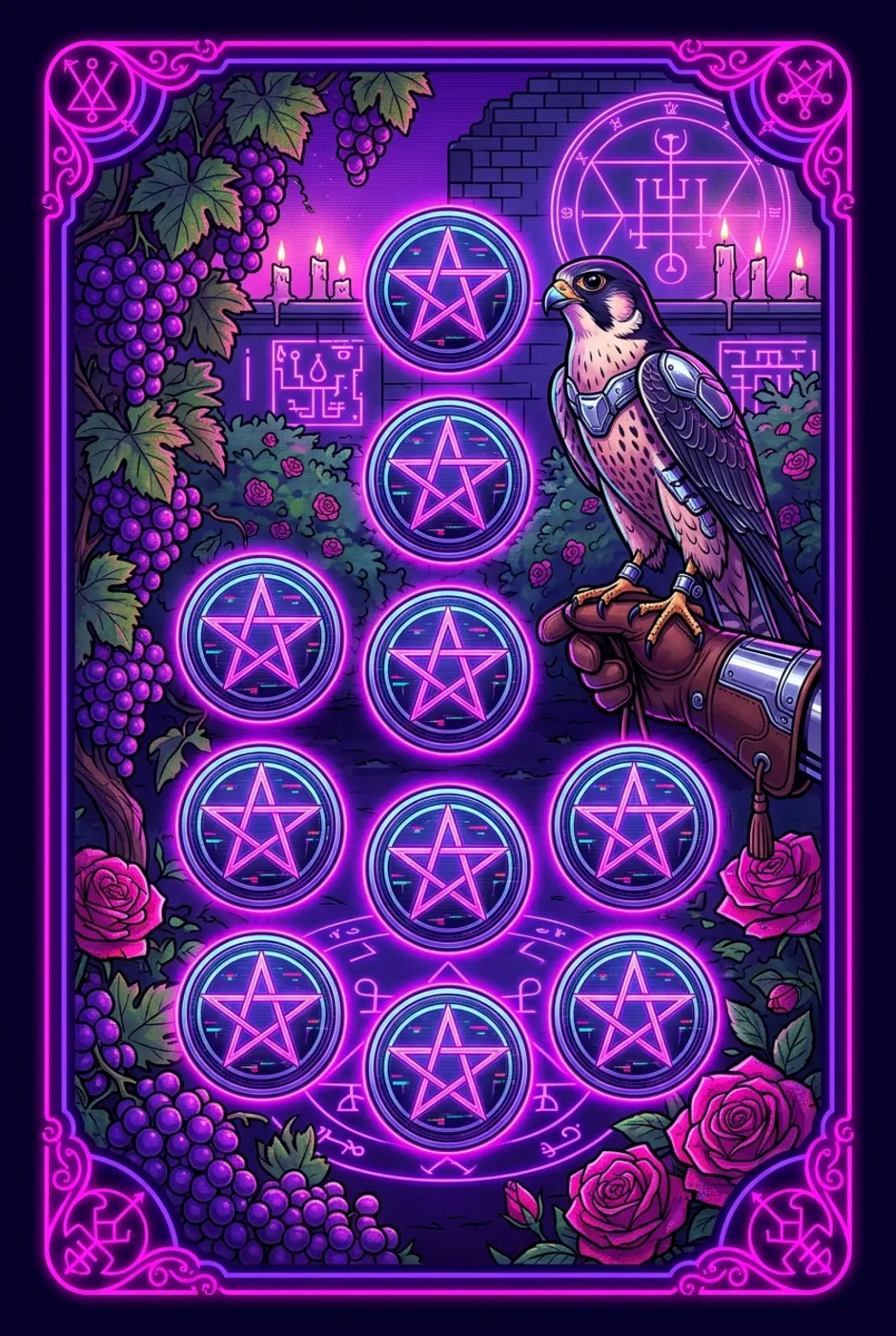 Nine of Pentacles, reversed, a Core tarot card