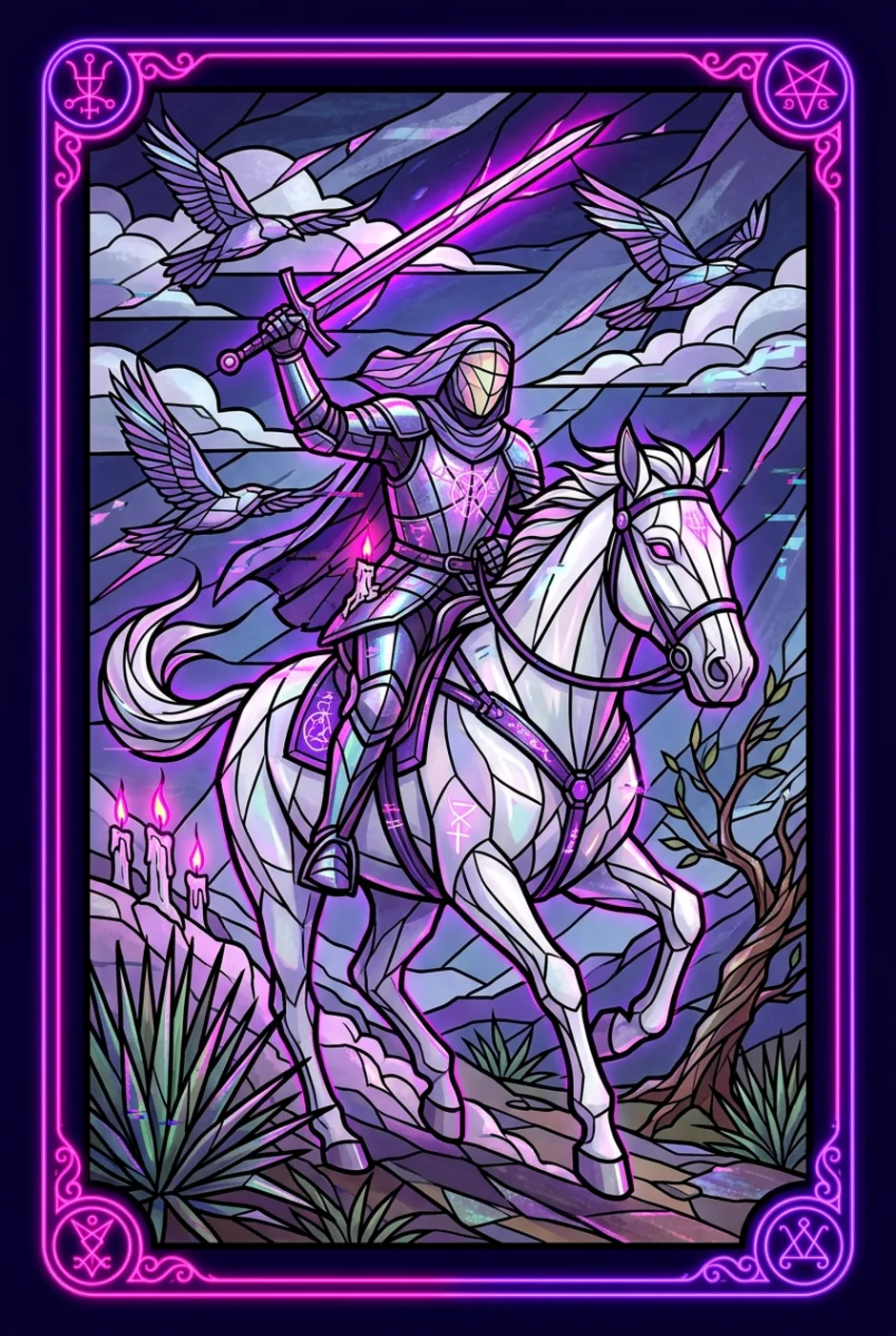 Knight of Swords, upright, a Core tarot card