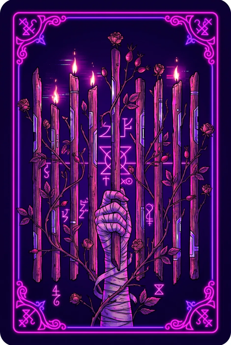 Nine of Wands, reversed, a Core tarot card