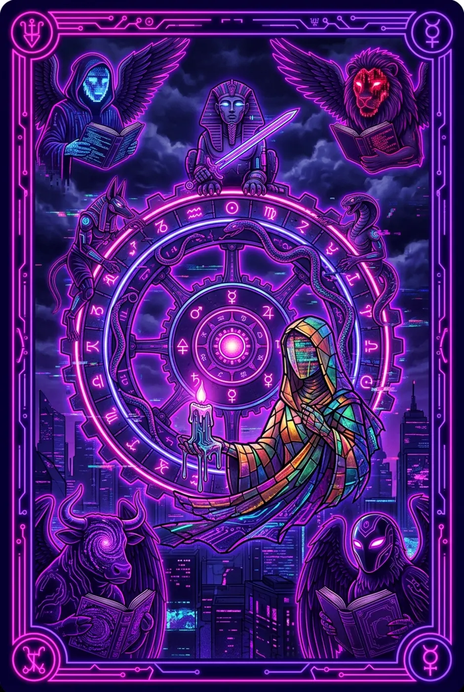 Wheel of Fortune, upright, a Core tarot card