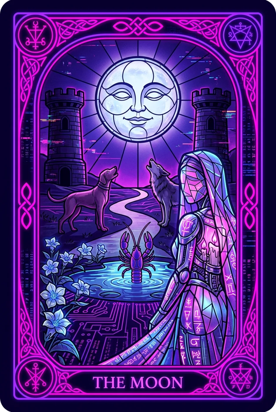 The Moon, upright, a Core tarot card