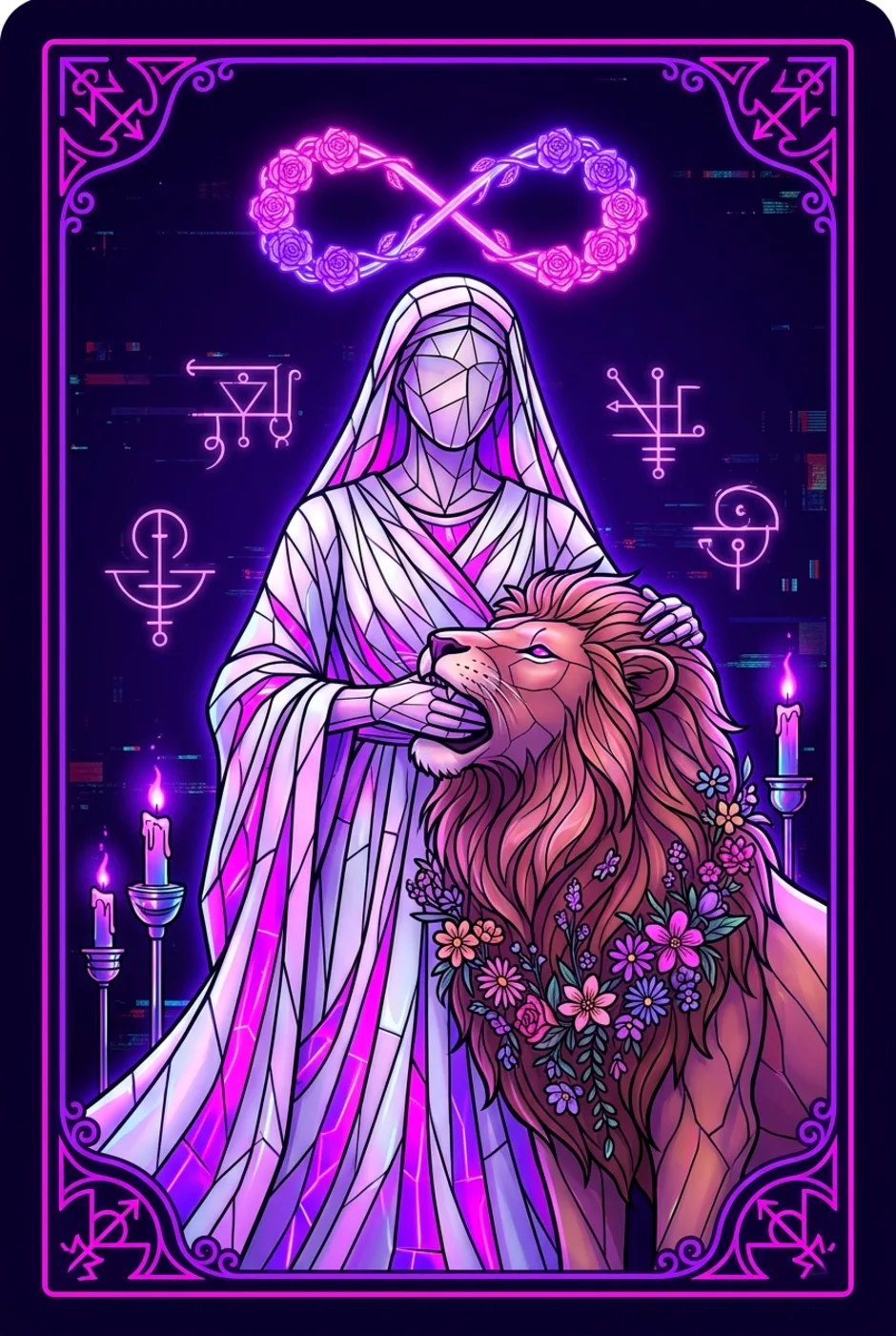 Strength, upright, a Core tarot card