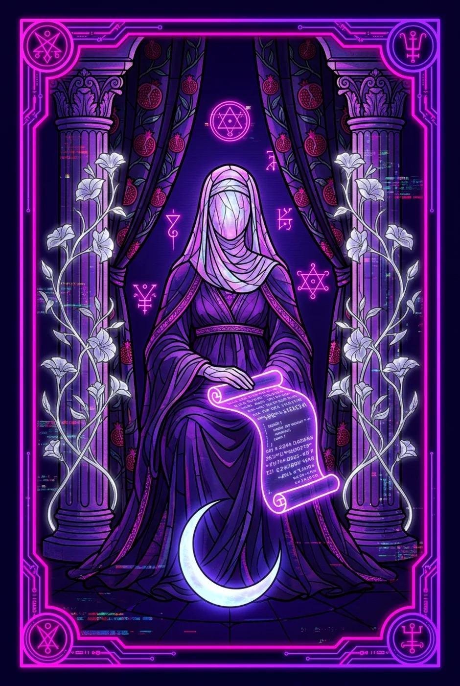 The High Priestess, reversed, a Core tarot card