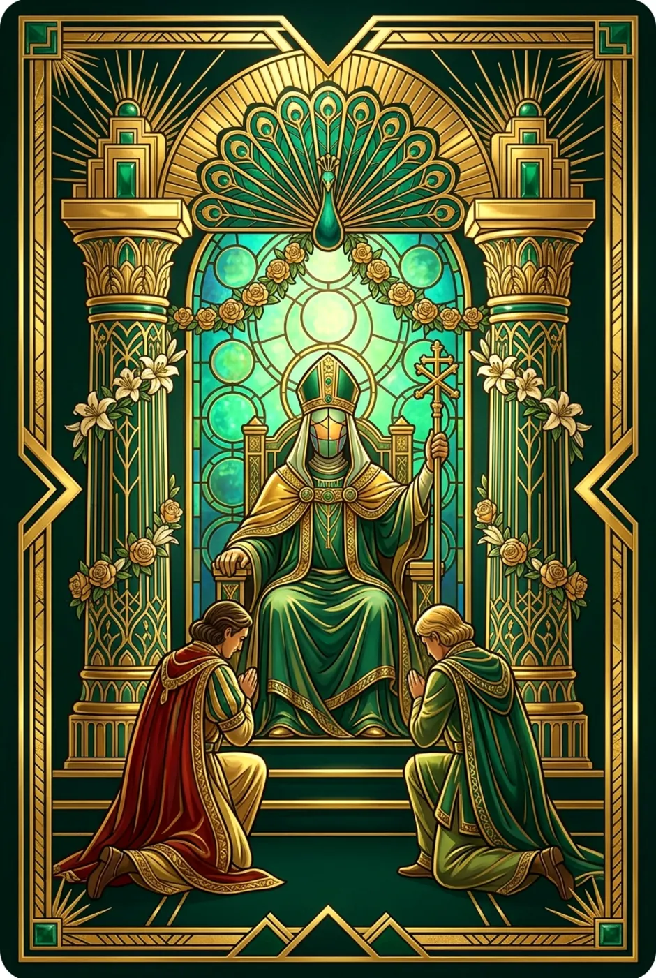 The Hierophant, upright, a Gilded tarot card