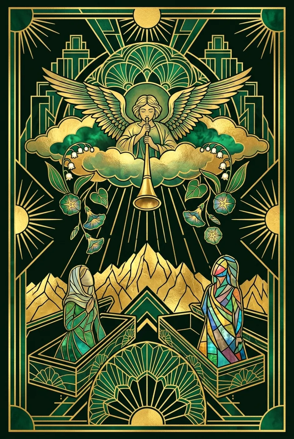 Judgement, upright, a Gilded tarot card