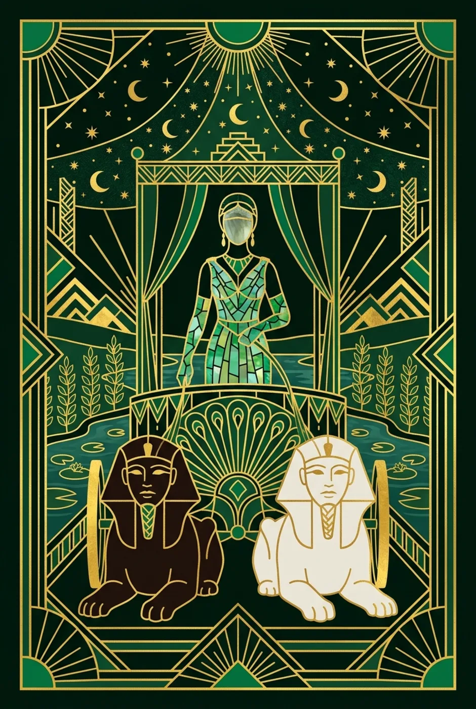 The Chariot, reversed, a Gilded tarot card