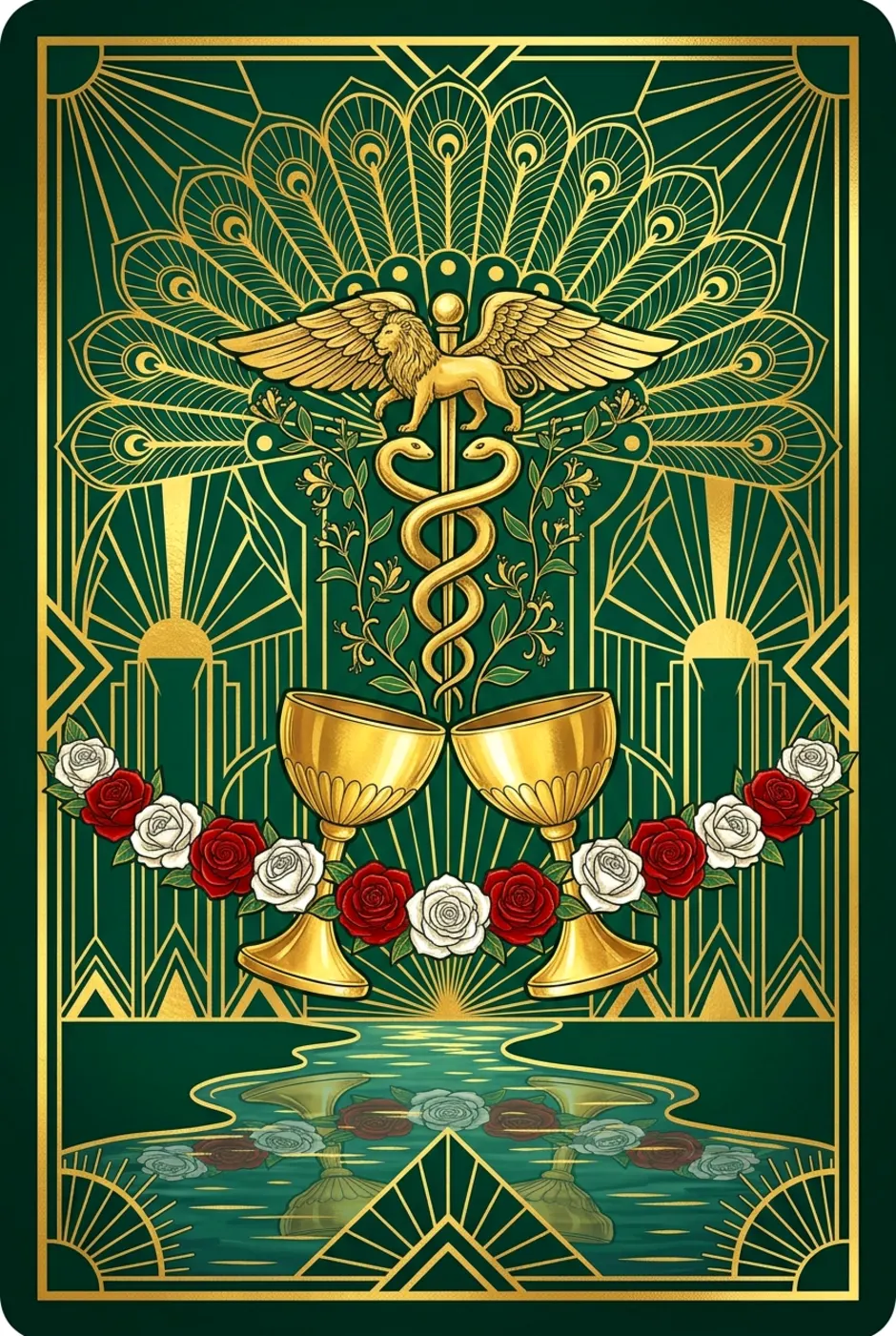 Two of Cups, reversed, a Gilded tarot card