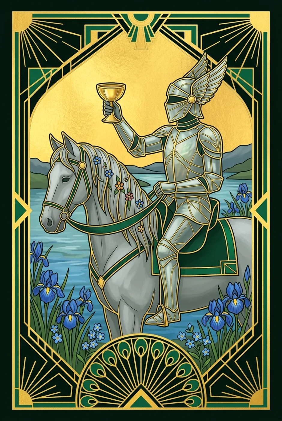 Knight of Cups, reversed, a Gilded tarot card