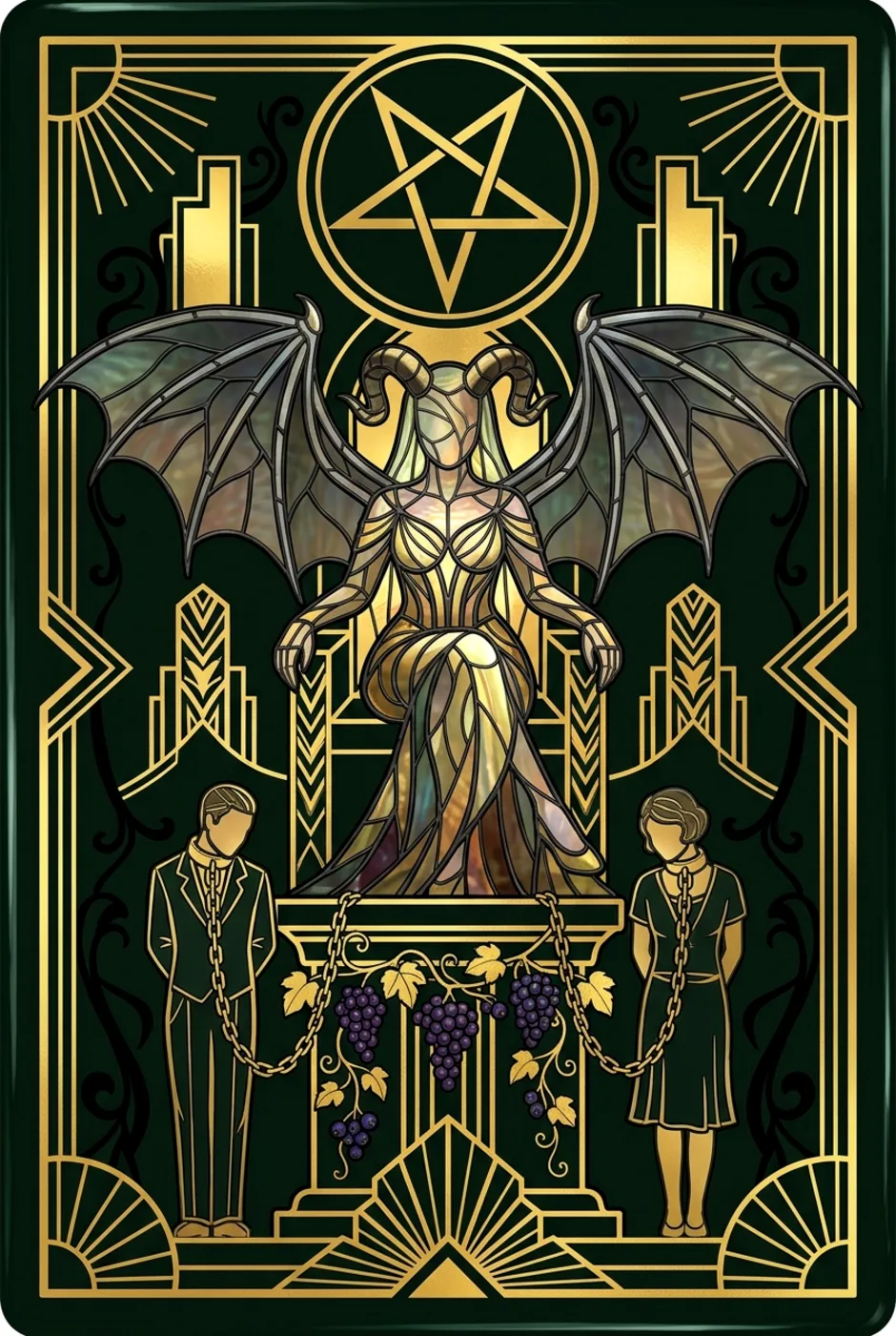 The Devil, upright, a Gilded tarot card