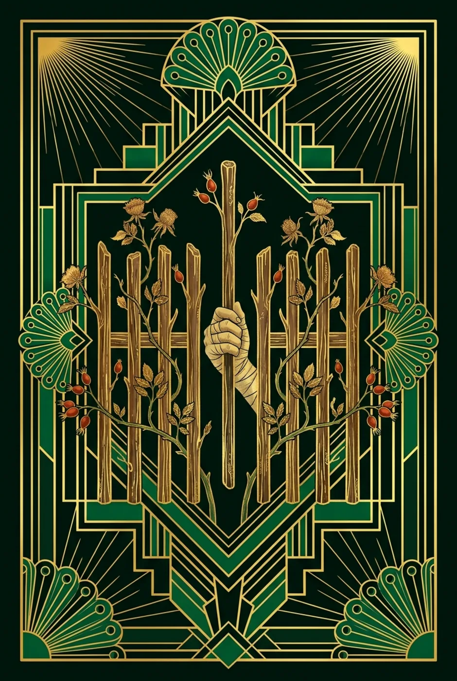 Nine of Wands, reversed, a Gilded tarot card