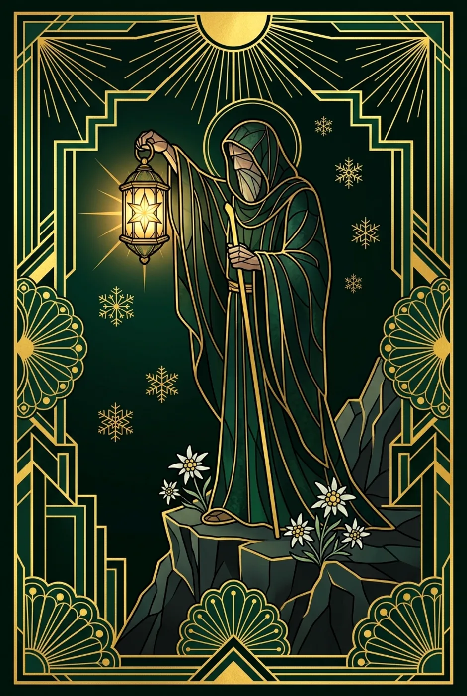 The Hermit, reversed, a Gilded tarot card