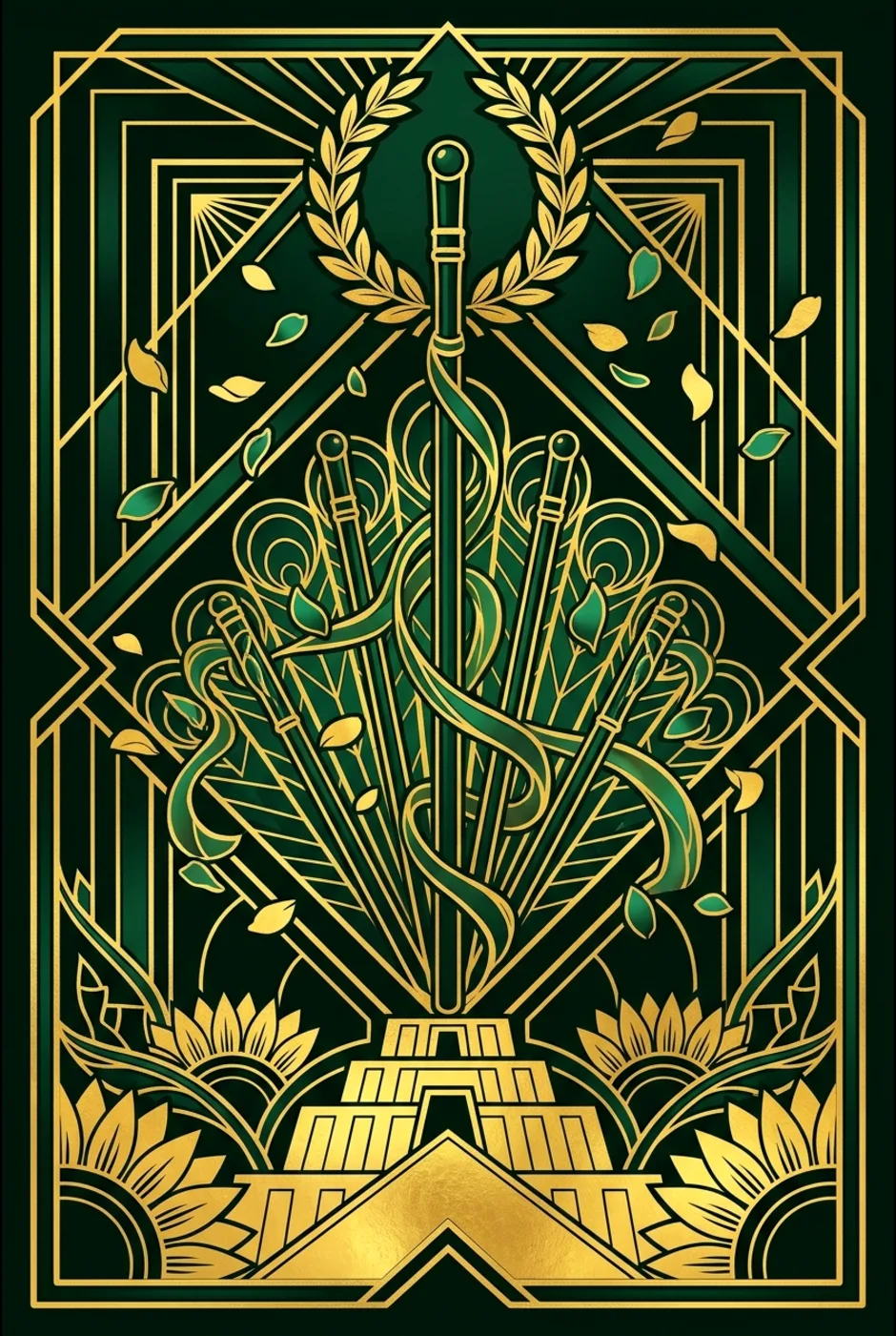 Six of Wands, reversed, a Gilded tarot card