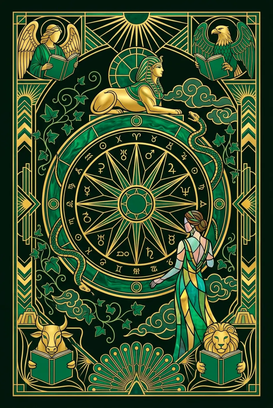 Wheel of Fortune, upright, a Gilded tarot card