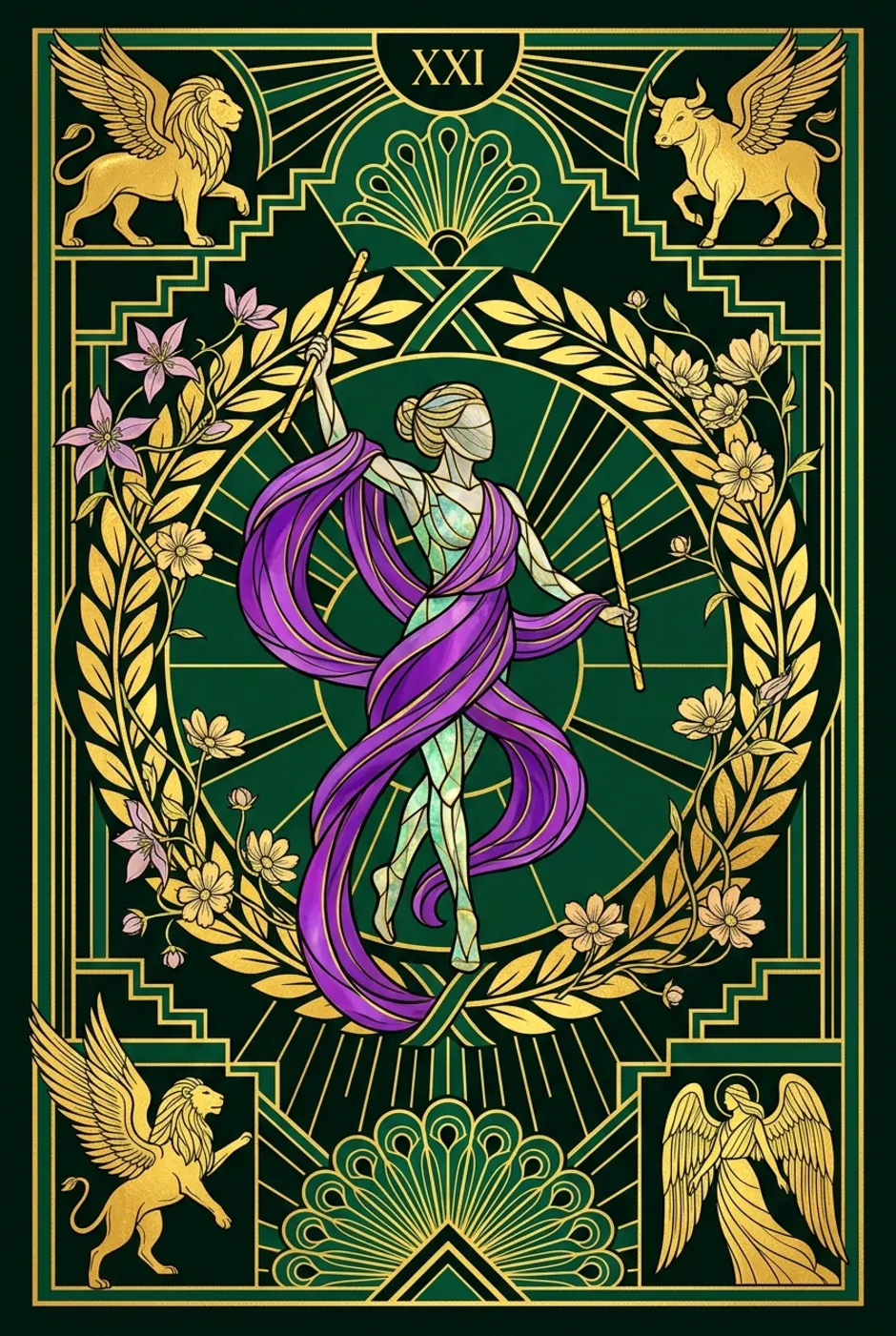 The World, reversed, a Gilded tarot card