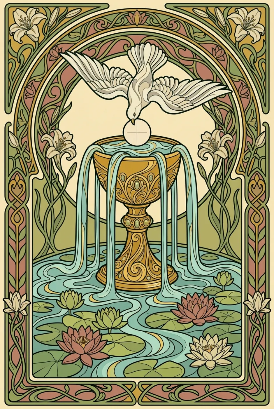 Ace of Cups, upright, a L'Heure Verte tarot card