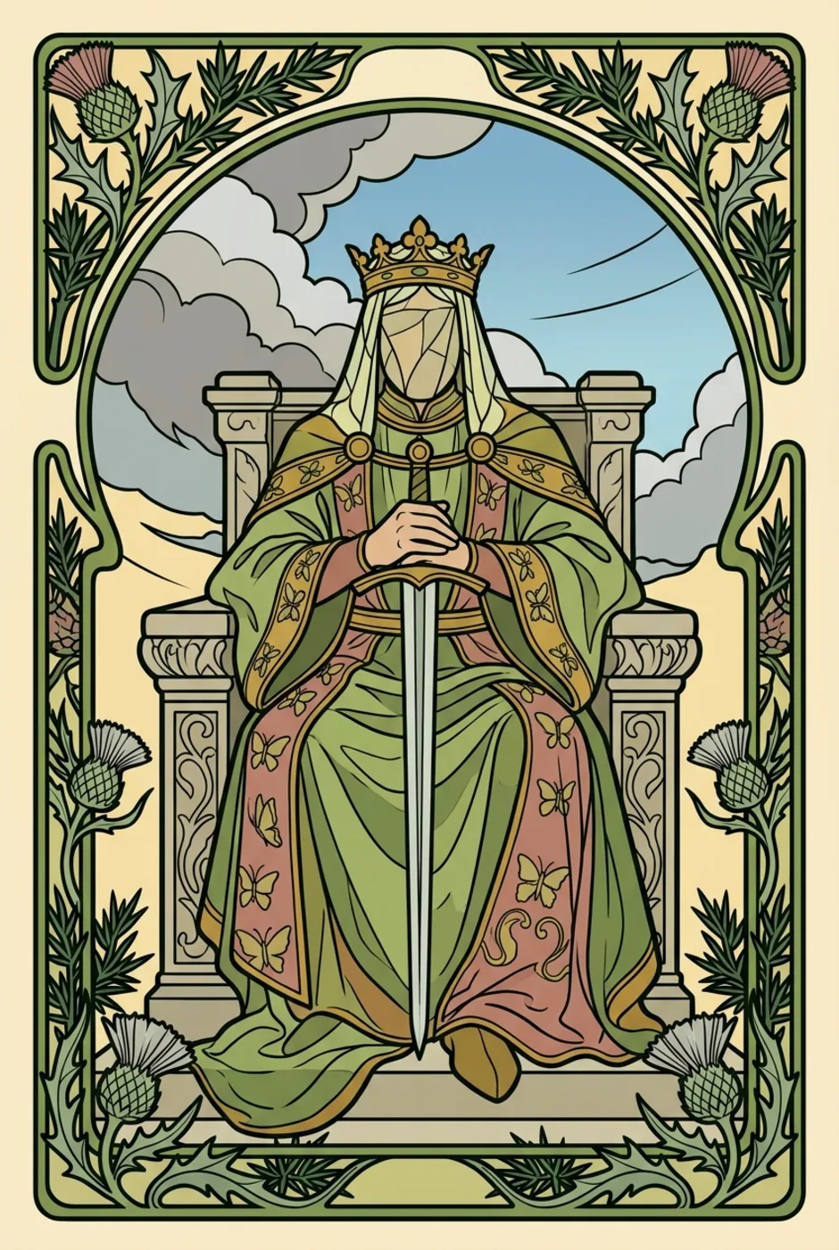 King of Swords, reversed, a L'Heure Verte tarot card
