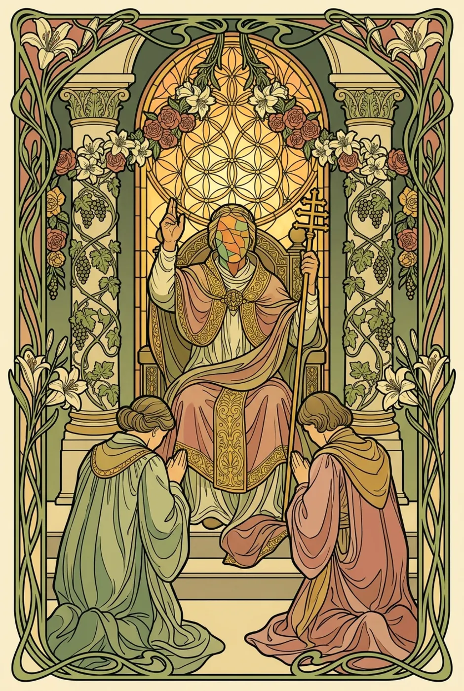 The Hierophant, reversed, a L'Heure Verte tarot card