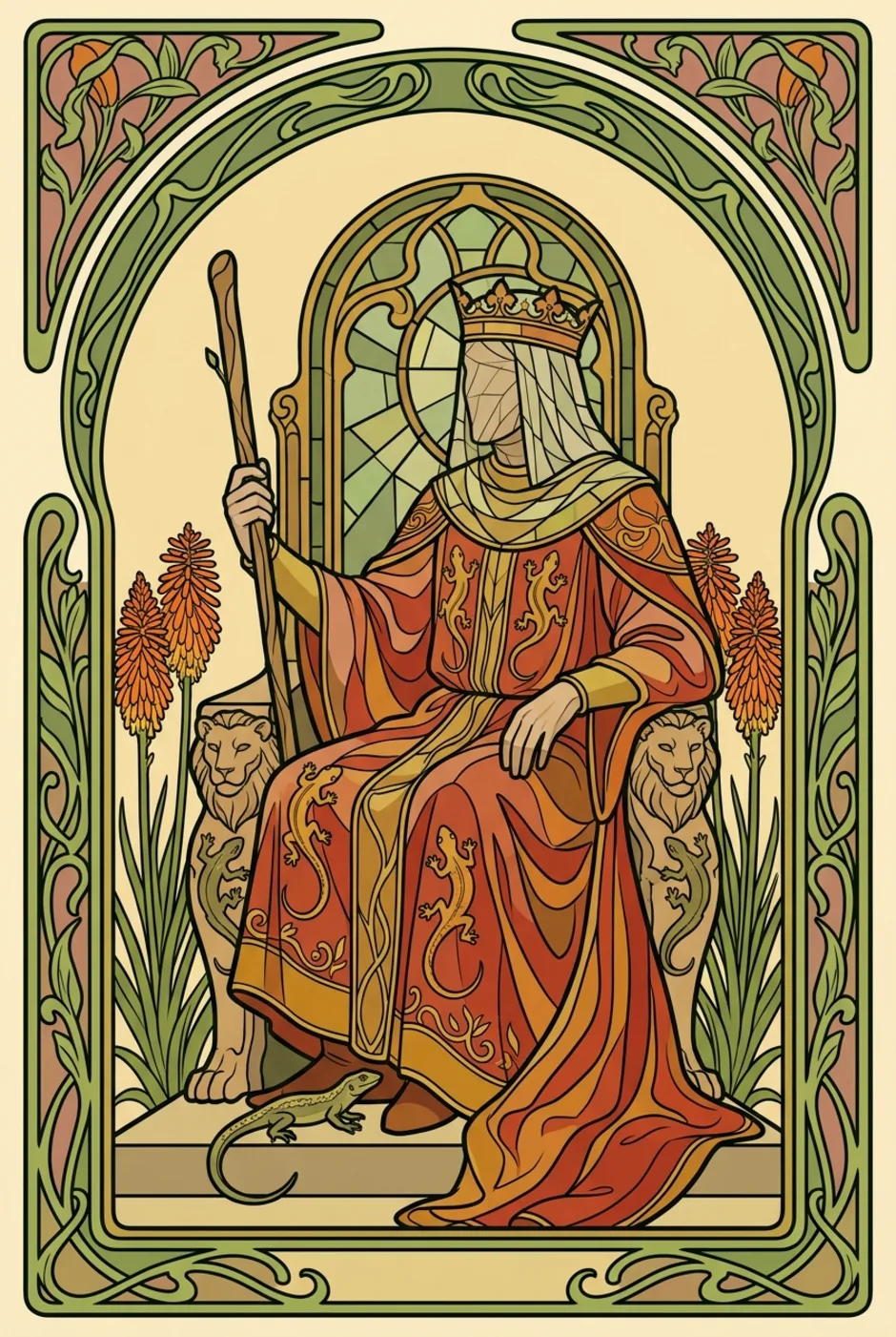 King of Wands, upright, a L'Heure Verte tarot card