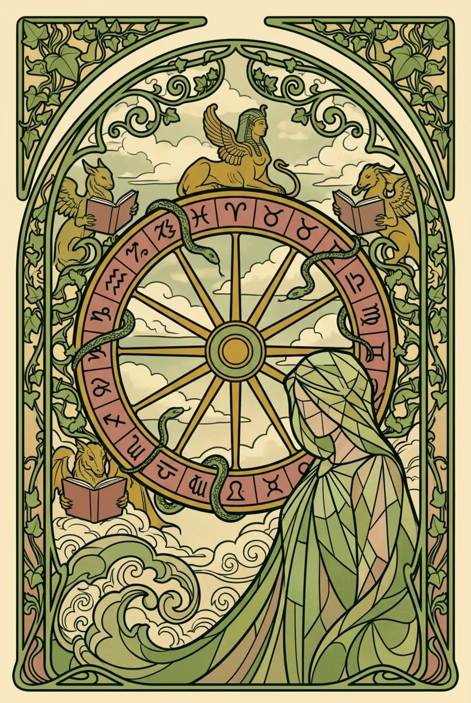Wheel of Fortune, upright, a L'Heure Verte tarot card