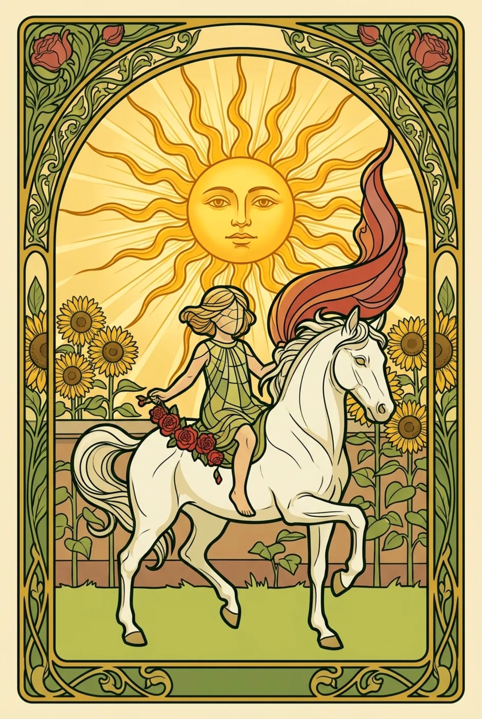 The Sun, upright, a L'Heure Verte tarot card