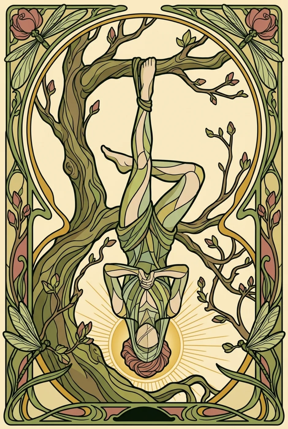The Hanged Man, reversed, a L'Heure Verte tarot card