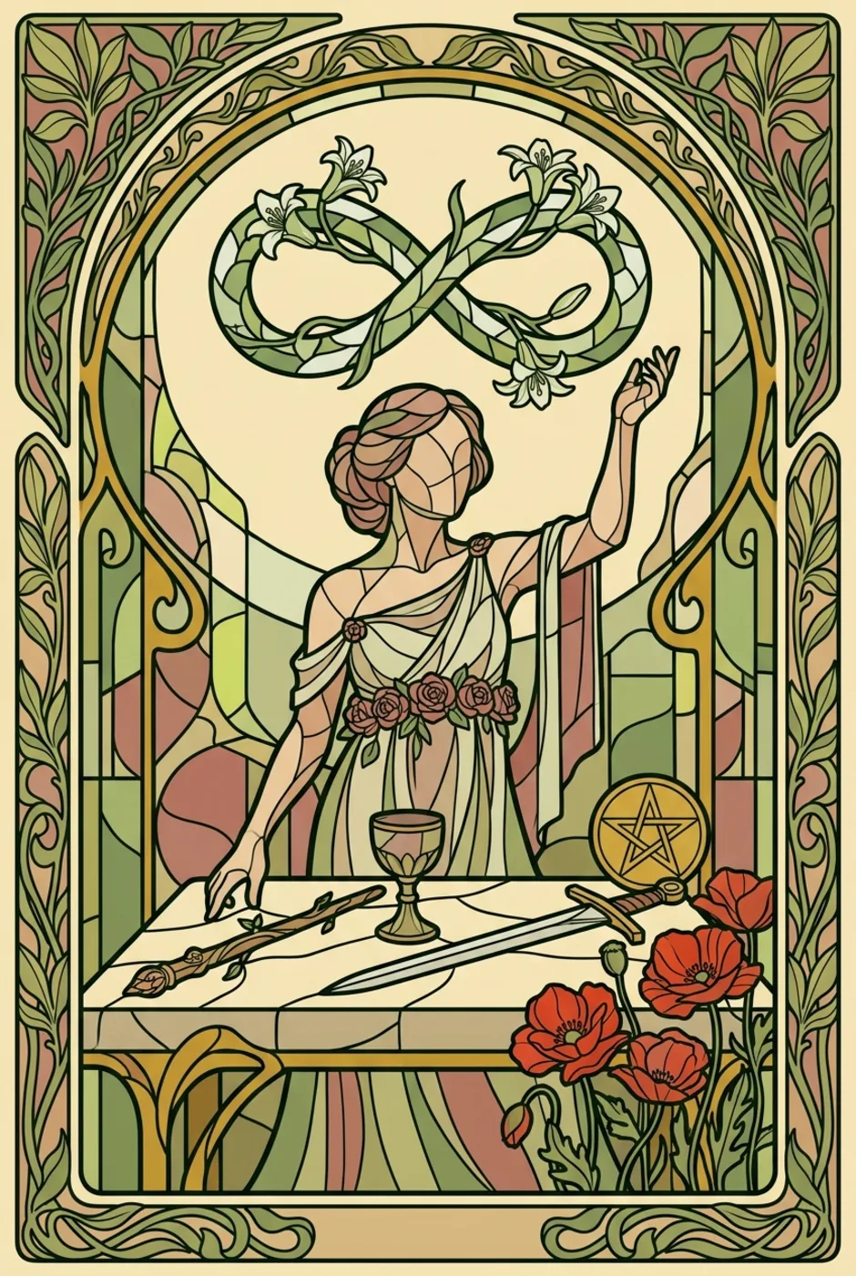 The Magician, upright, a L'Heure Verte tarot card