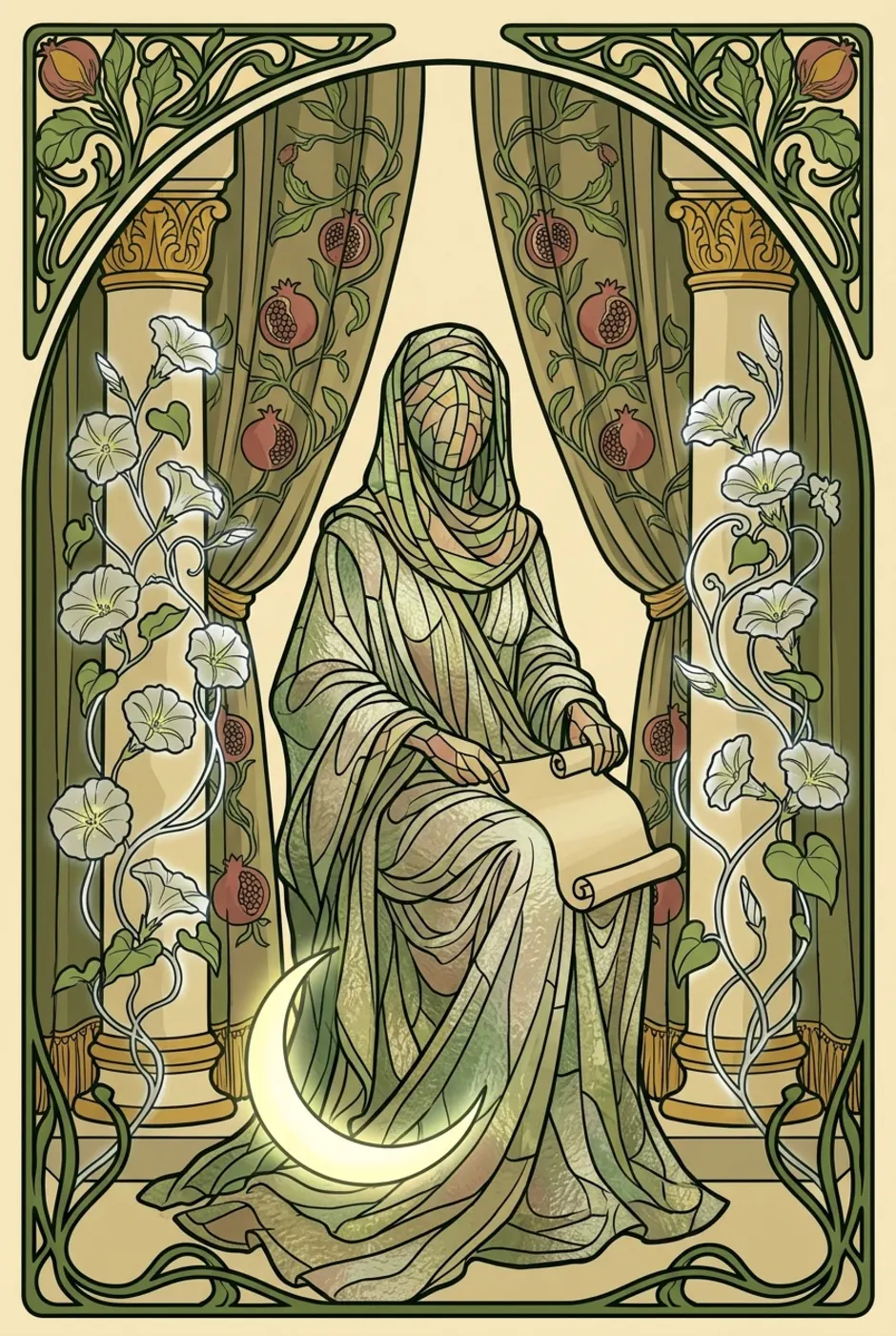 The High Priestess, reversed, a L'Heure Verte tarot card
