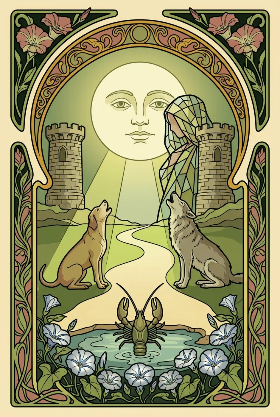 The Moon, upright, a L'Heure Verte tarot card