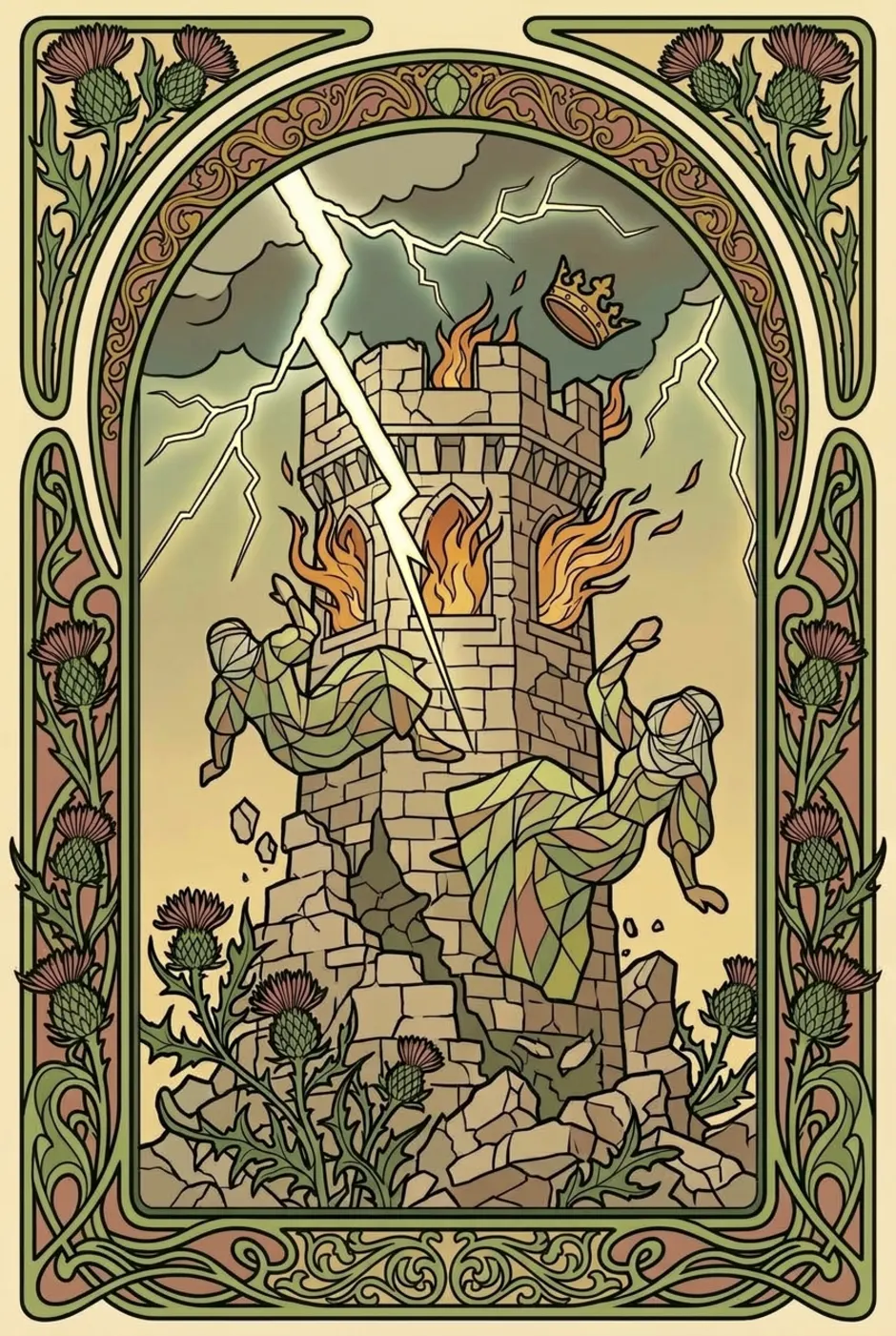The Tower, reversed, a L'Heure Verte tarot card