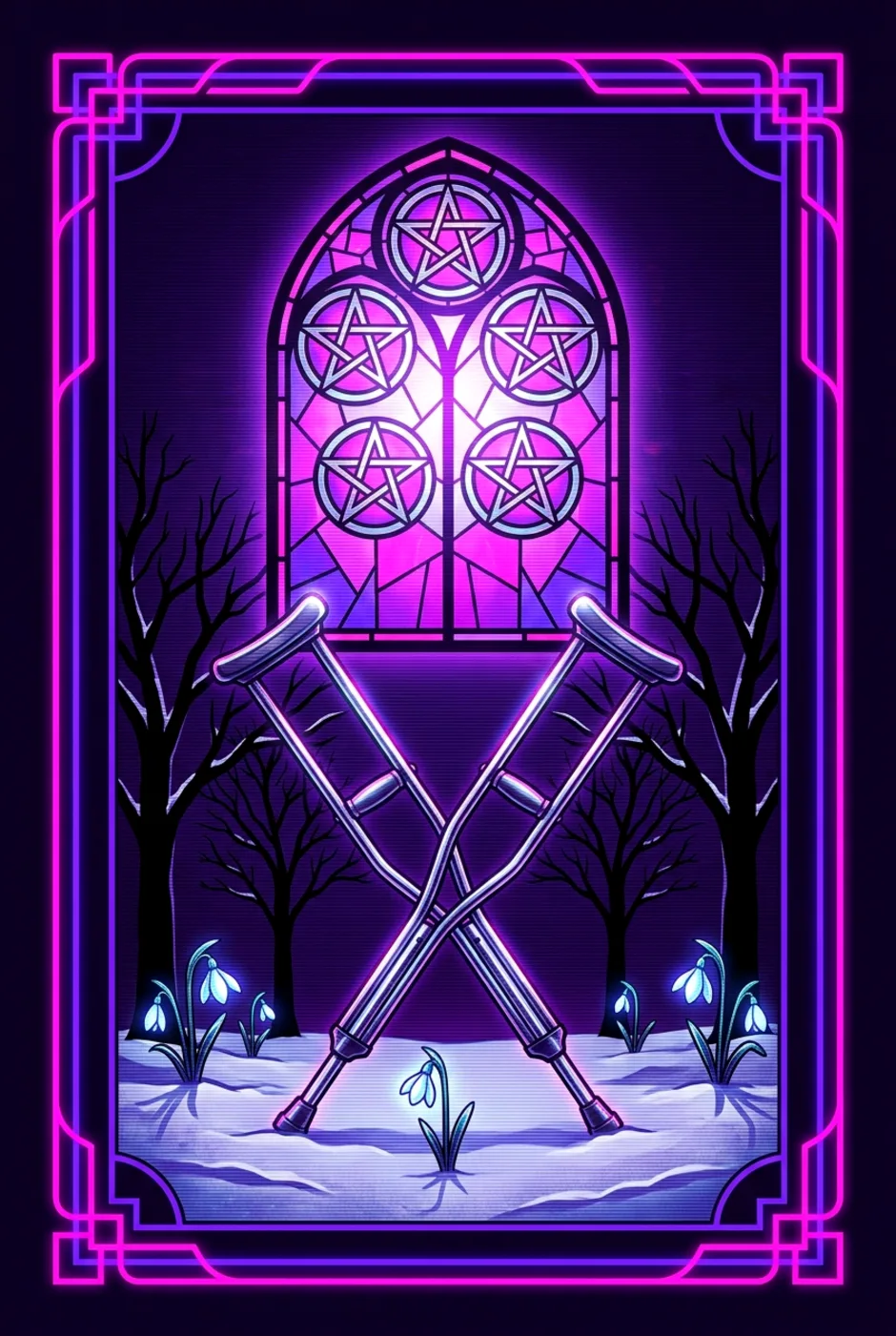 Five of Pentacles, reversed, a Overclock tarot card