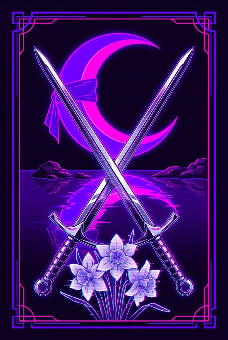 Two of Swords, reversed, a Overclock tarot card