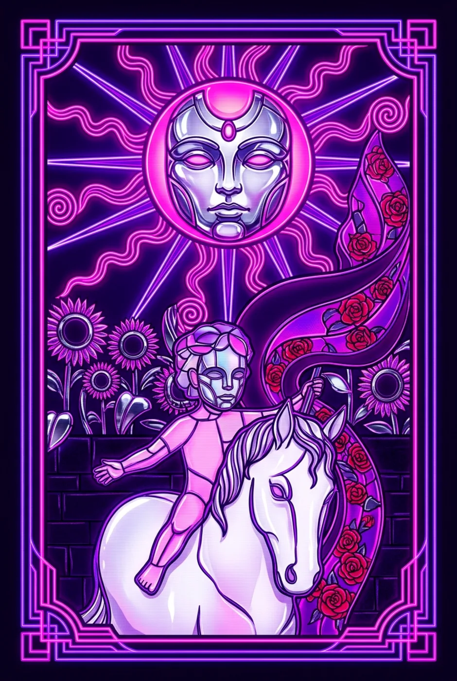 The Sun, upright, a Overclock tarot card