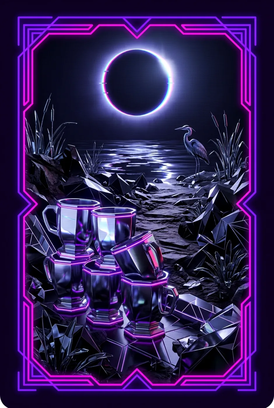Eight of Cups, reversed, a Overclock tarot card