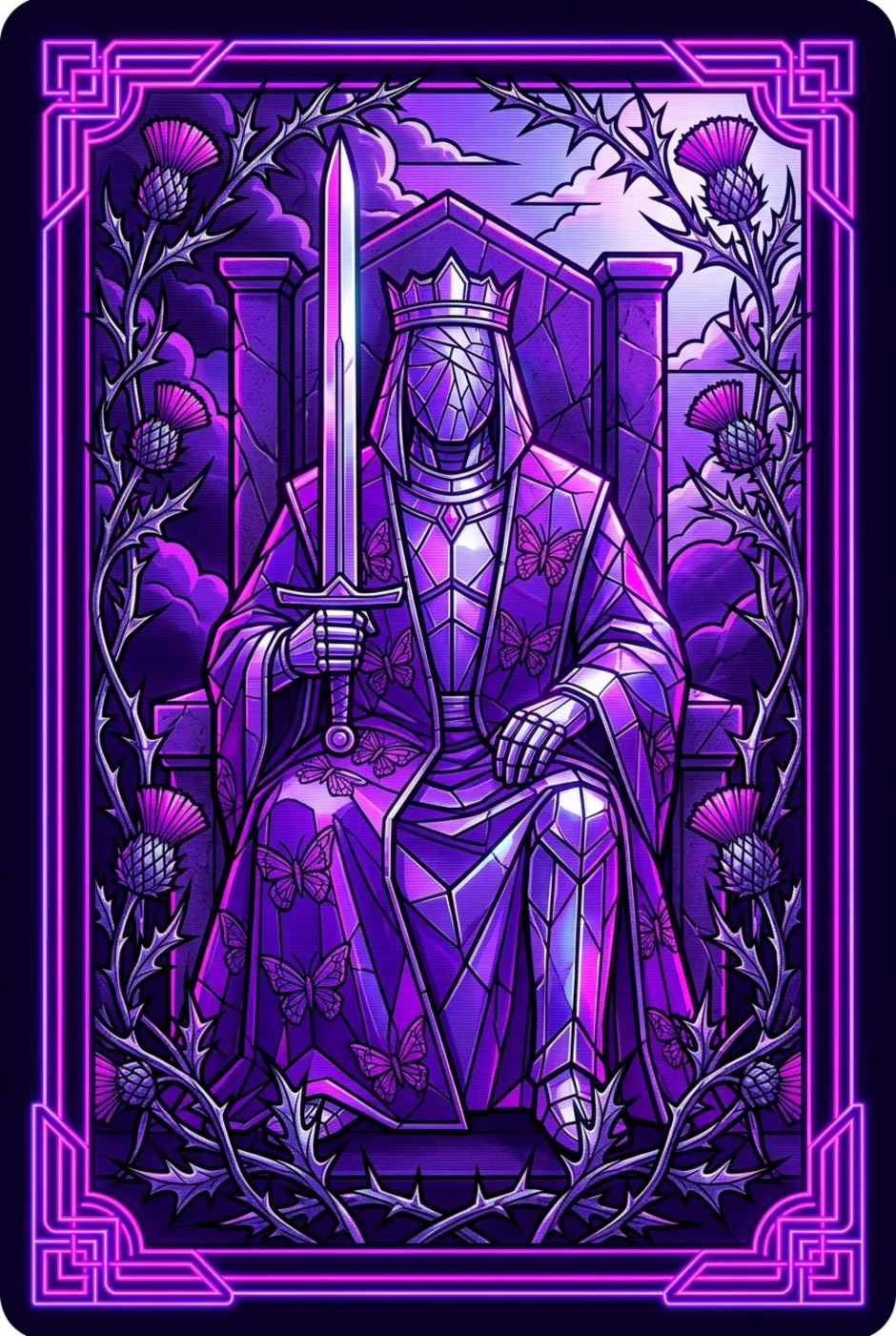 King of Swords, upright, a Overclock tarot card