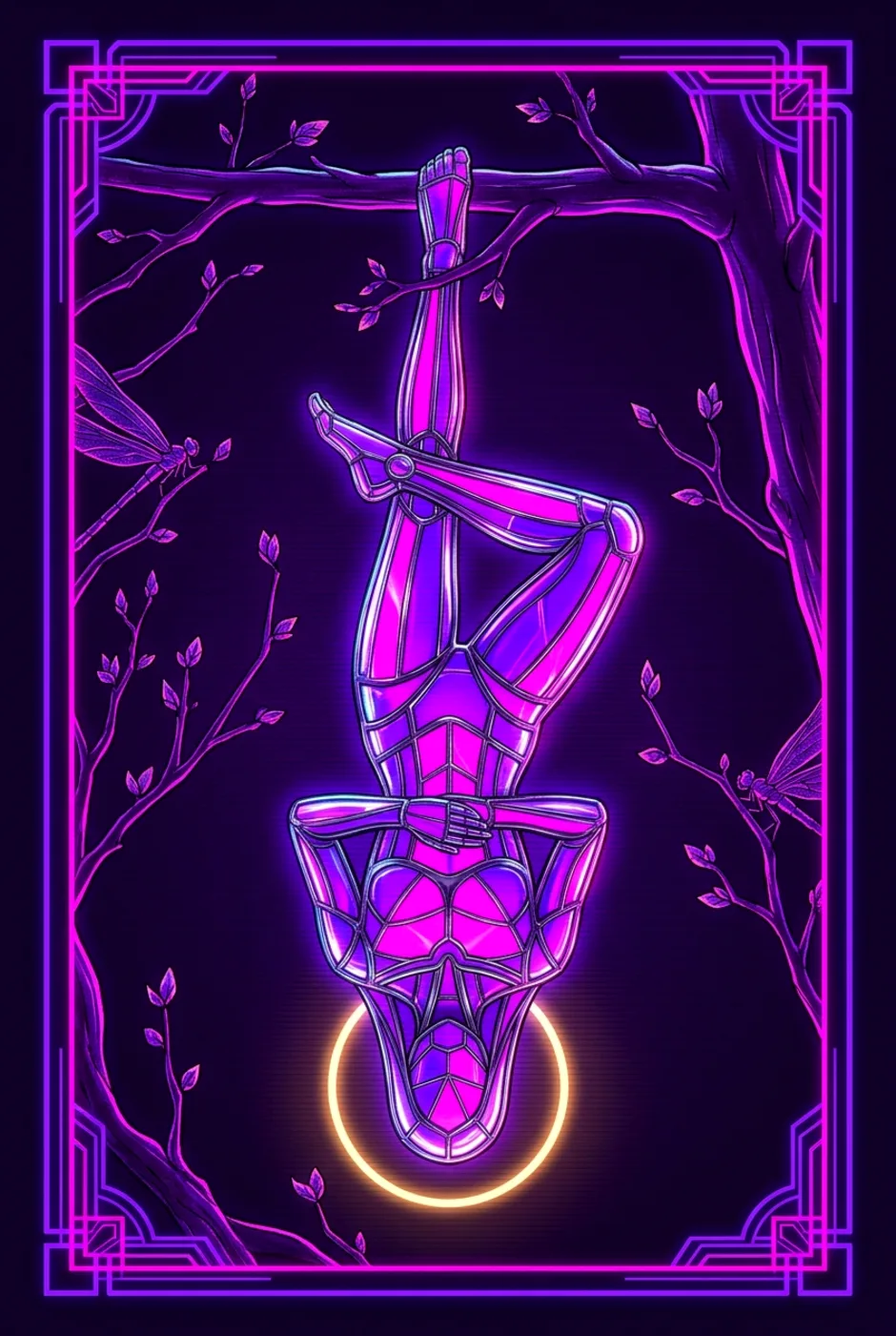 The Hanged Man, reversed, a Overclock tarot card