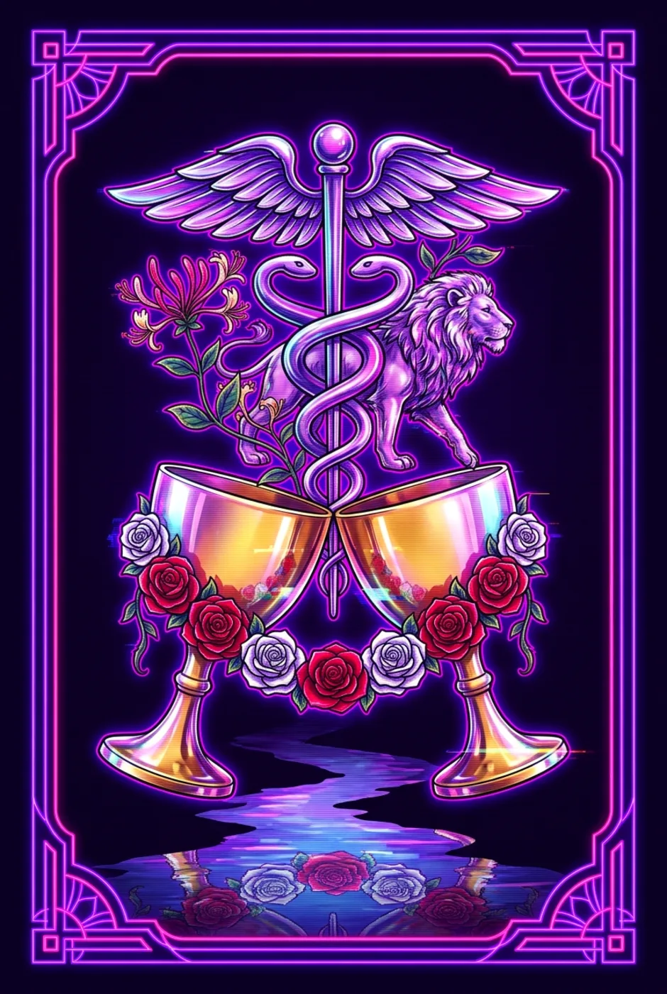 Two of Cups, upright, a Overclock tarot card