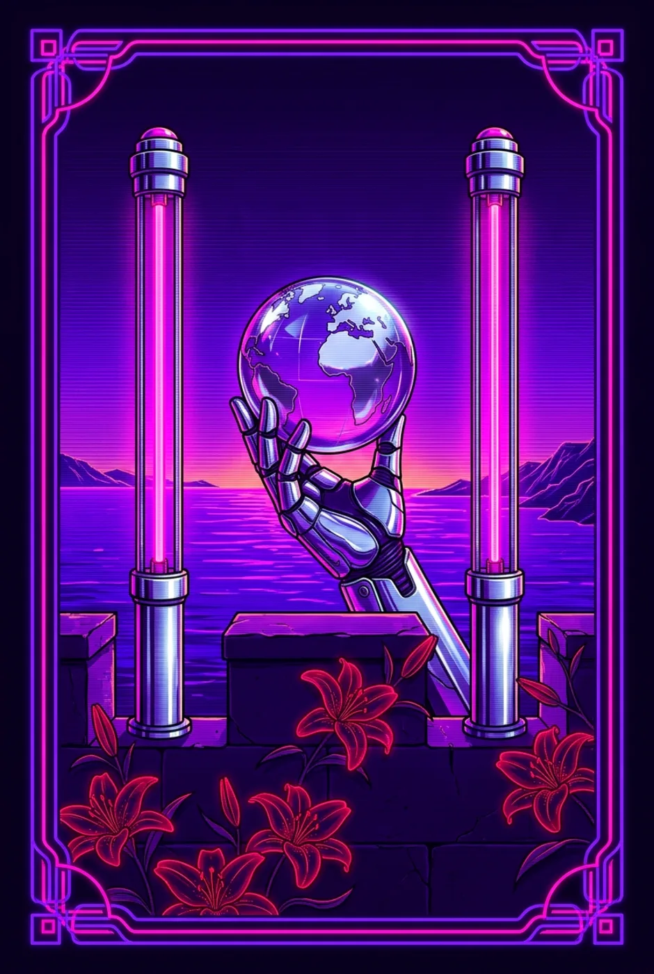 Two of Wands, upright, a Overclock tarot card
