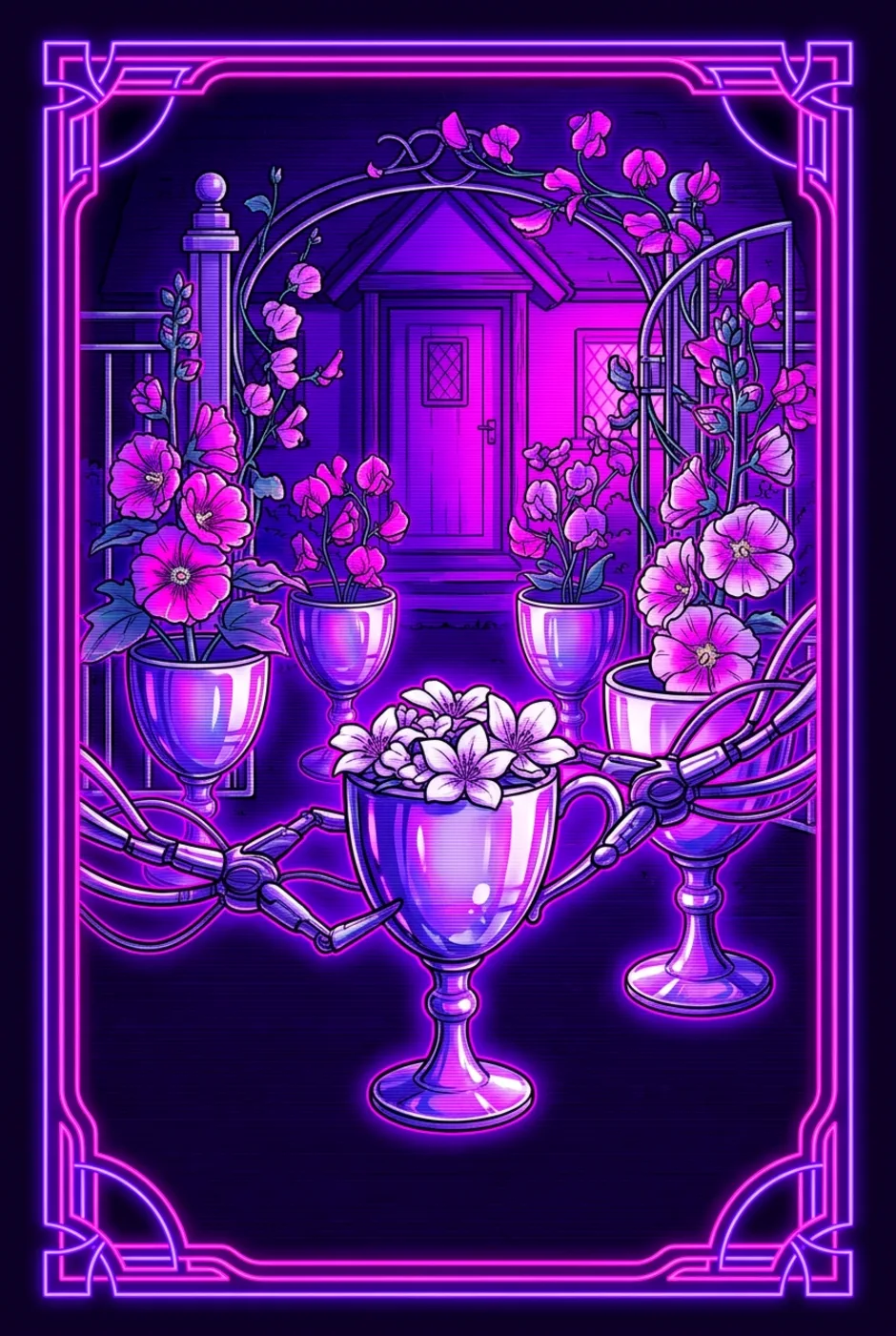 Six of Cups, reversed, a Overclock tarot card