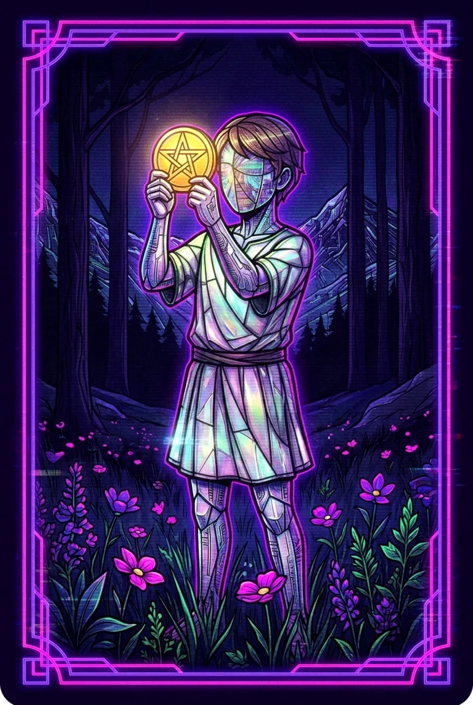 Page of Pentacles, reversed, a Overclock tarot card