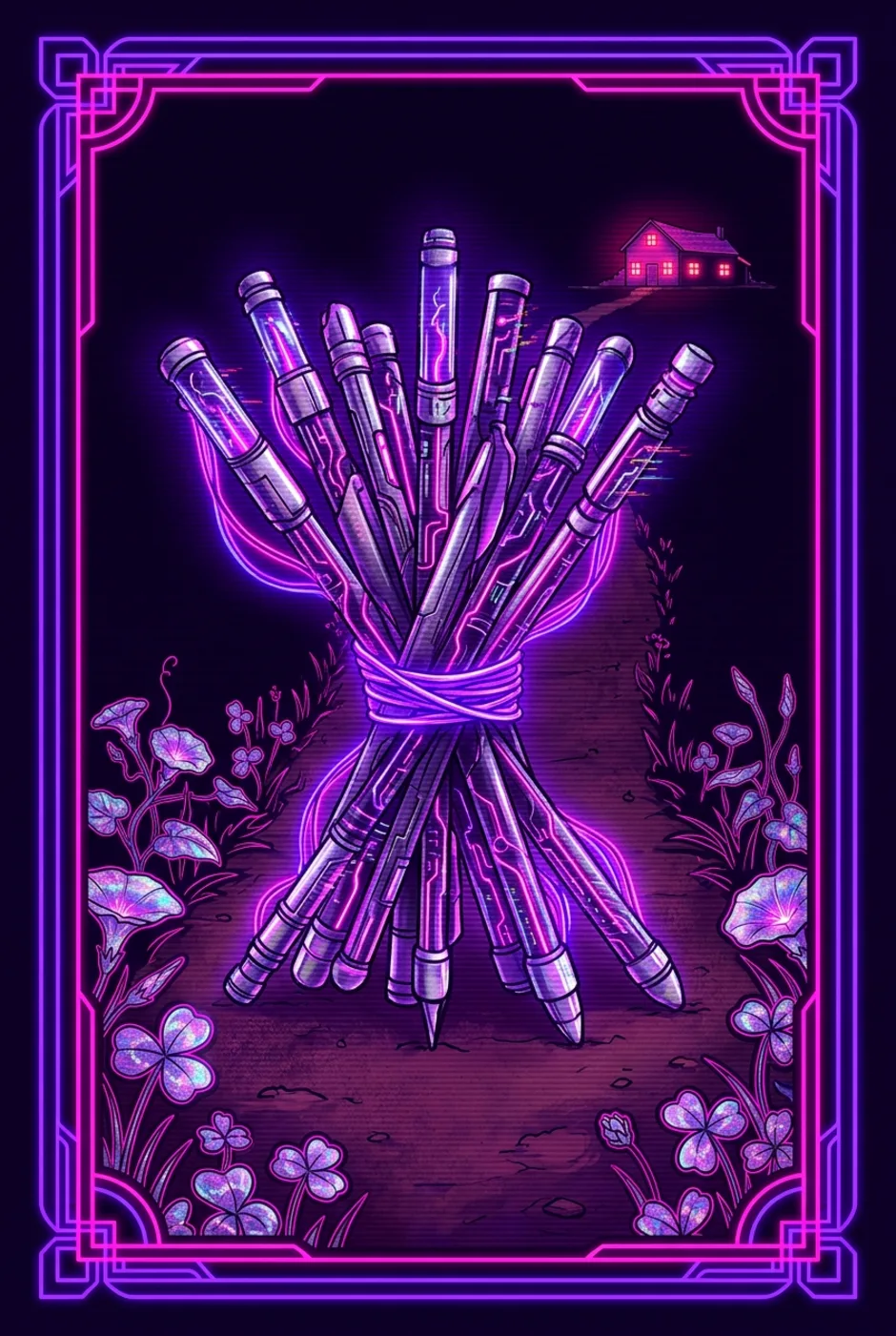 Ten of Wands, reversed, a Overclock tarot card