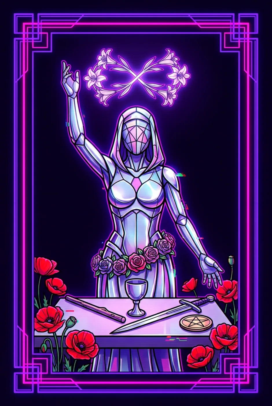 The Magician, upright, a Overclock tarot card