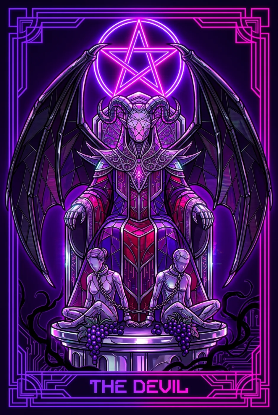 The Devil, upright, a Overclock tarot card