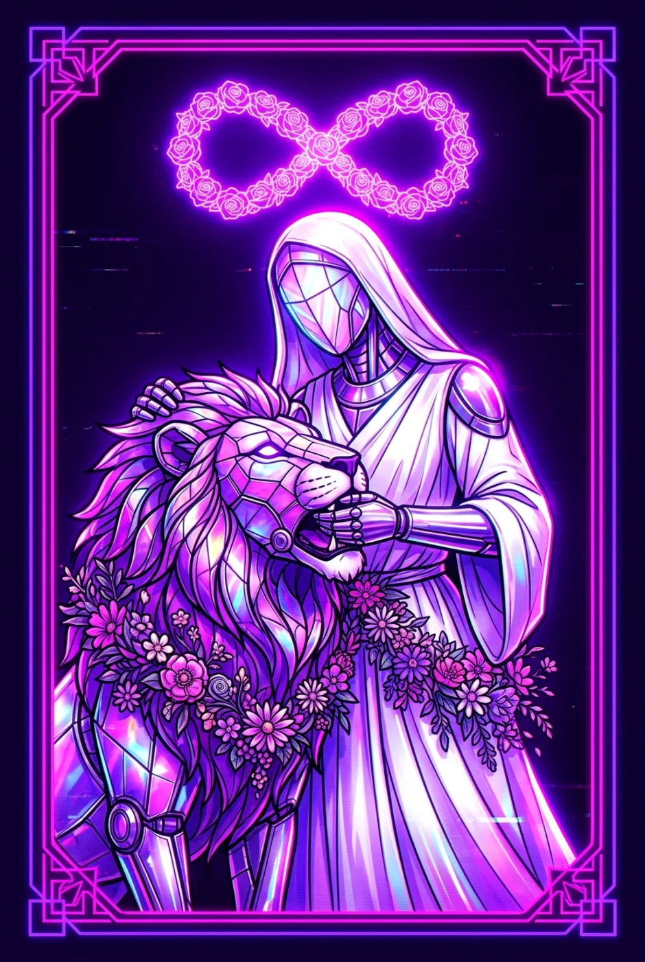 Strength, upright, a Overclock tarot card