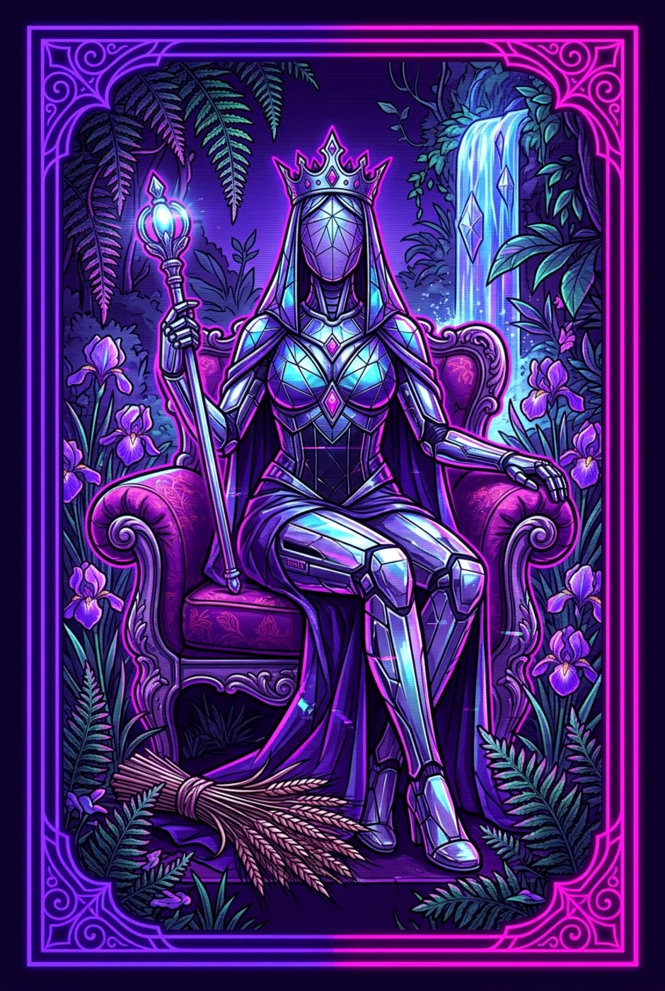 The Empress, upright, a Overclock tarot card