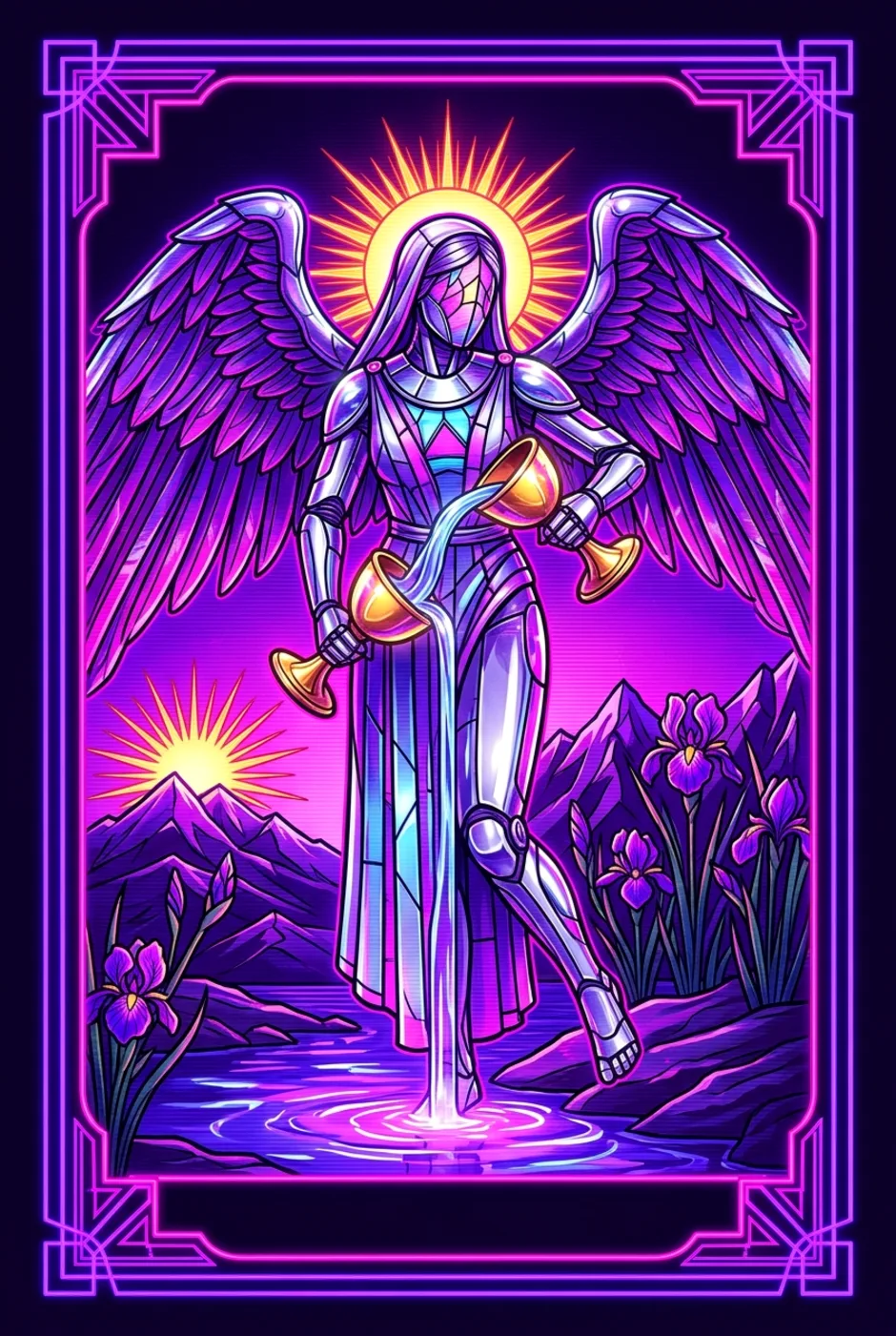 Temperance, upright, a Overclock tarot card