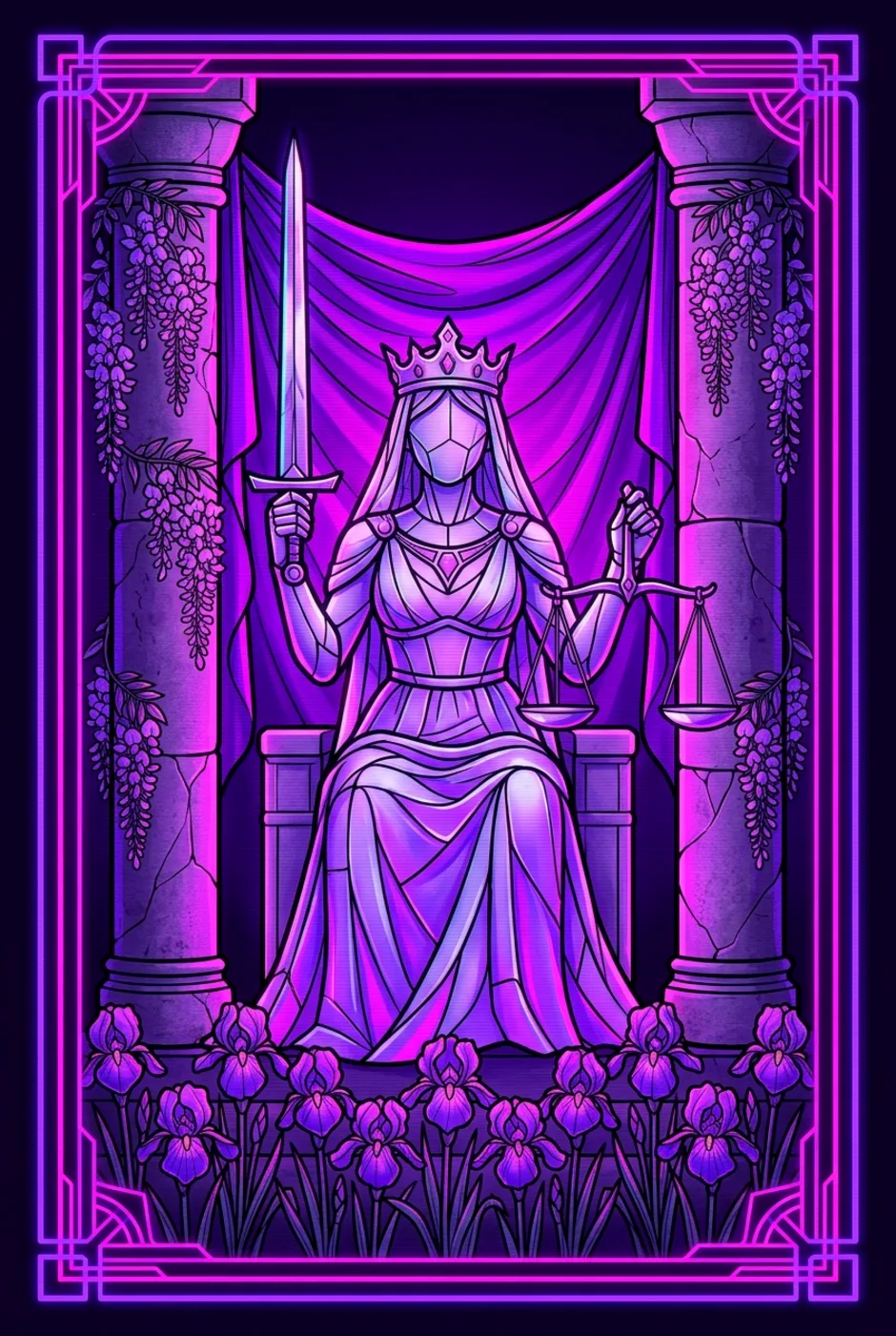 Justice, upright, a Overclock tarot card
