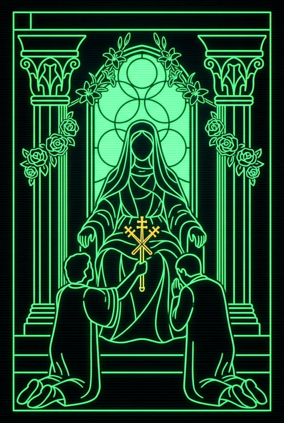 The Hierophant, reversed, a Phosphor tarot card
