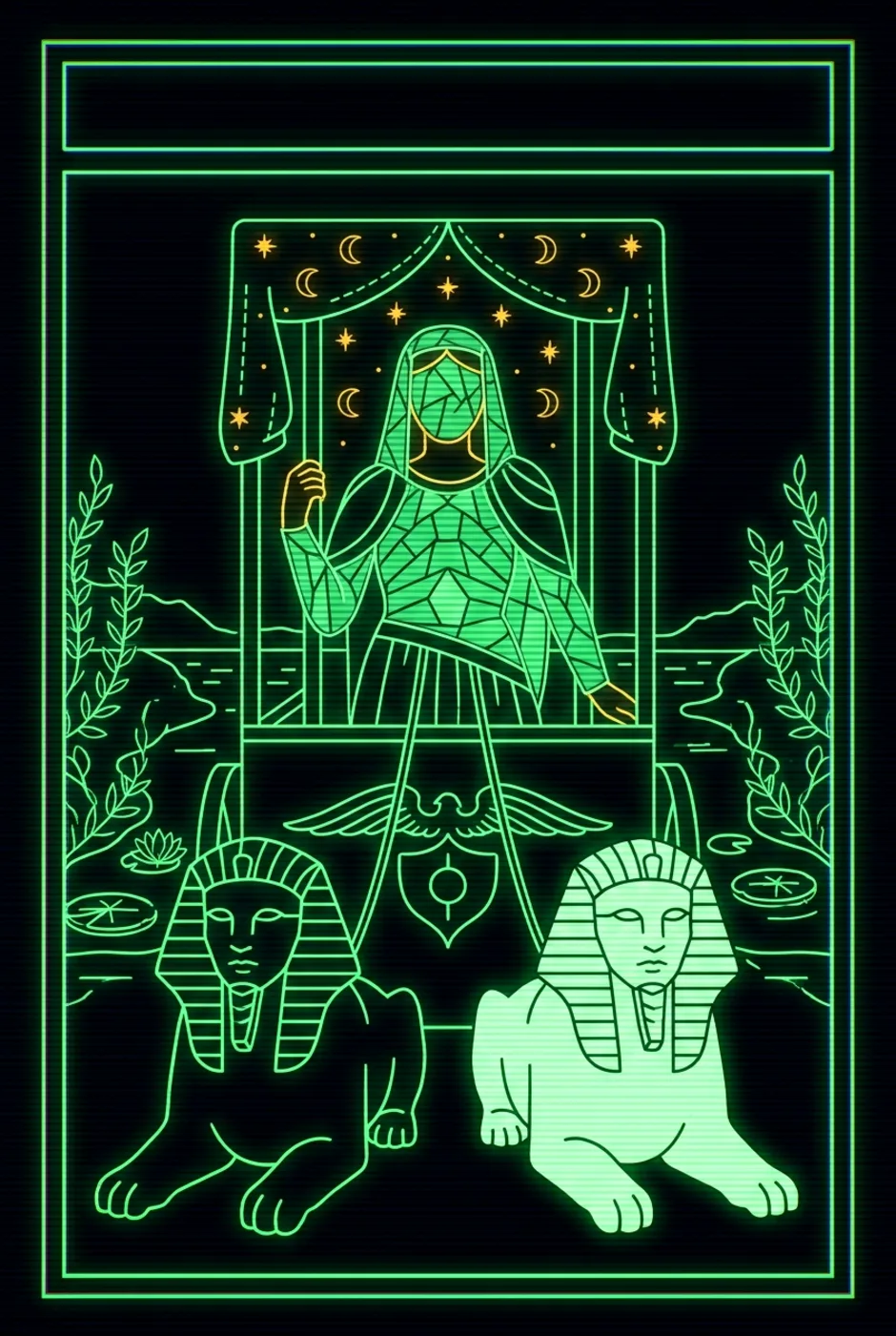 The Chariot, reversed, a Phosphor tarot card